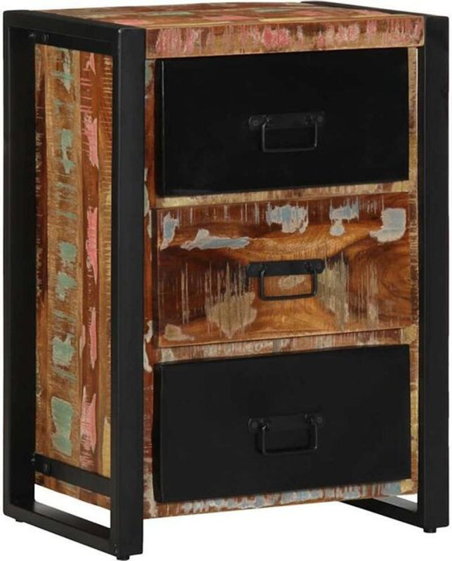 Vidaxl Schubladenschrank aus Massivholz und Metall im Retro Industrial Design, Mehrfarbig, B/T/H: 50 x 35 x 70 cm - Bild 1