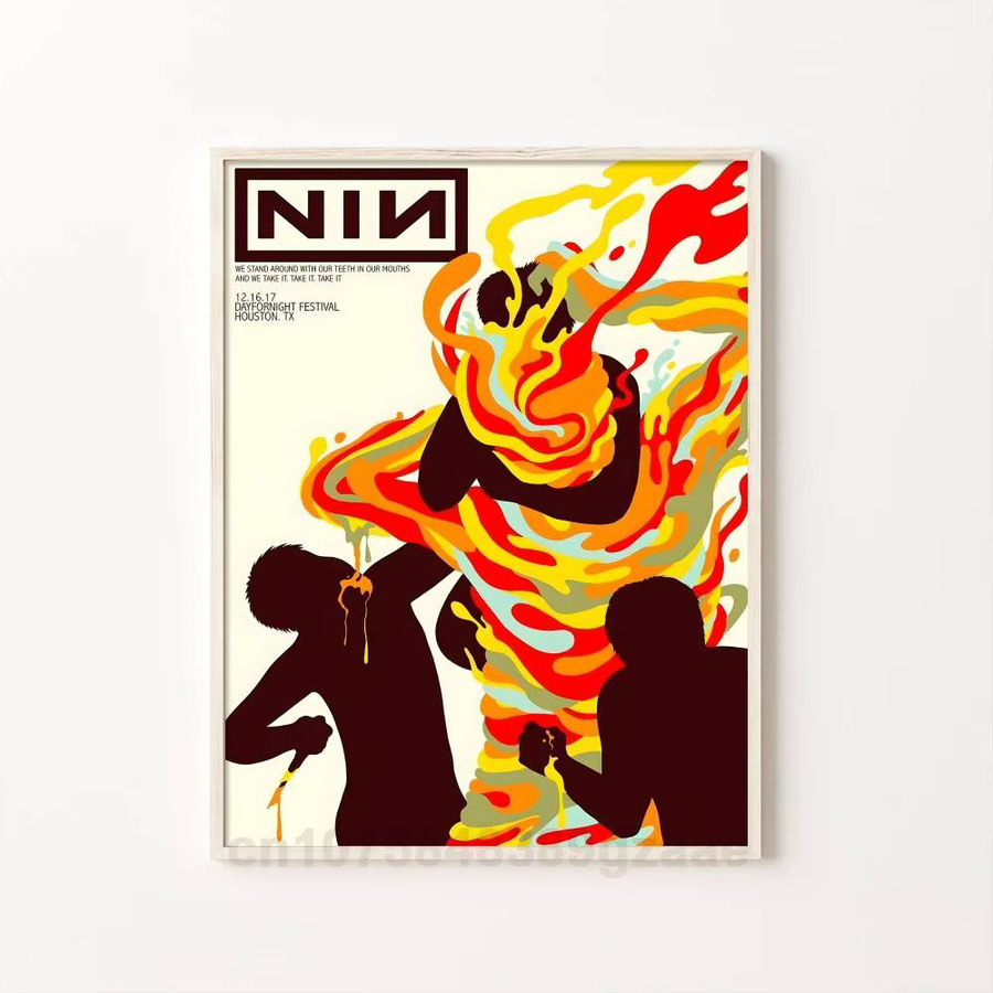 Wasserfester Wandaufkleber N-Nine I-Inch Nails Poster im Retro-Stil, abstrakter Wandkunstdruck für Wohnzimmer und Schlafzimmer, Mehrfarbig - Bild 7