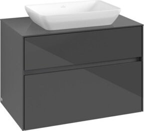 V&B Waschtischunterschrank Collaro in Glossy Grey mit mittiger Waschtischöffnung, B/T/H: 80 x 54,8 x 50 cm - Bild 1