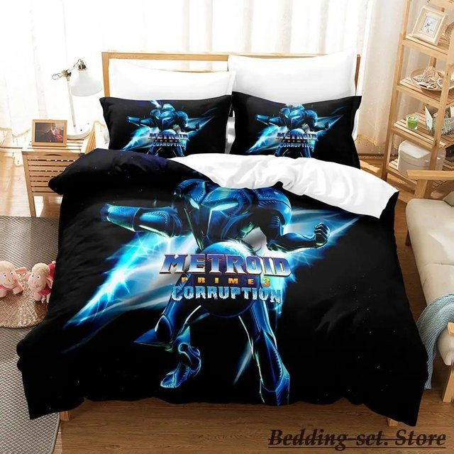 Metroid Prime Bettwäscheset mit Anime-Motiv aus Mikrofaser, 2-teilig, Mehrfarbig, Breite: 70 cm, Länge: 133 cm - Bild 1