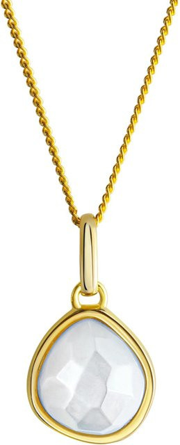 Zeeme Gemstones Halskette 925 Silber, vergoldet, Perle, Damen, 45 cm - Bild 1