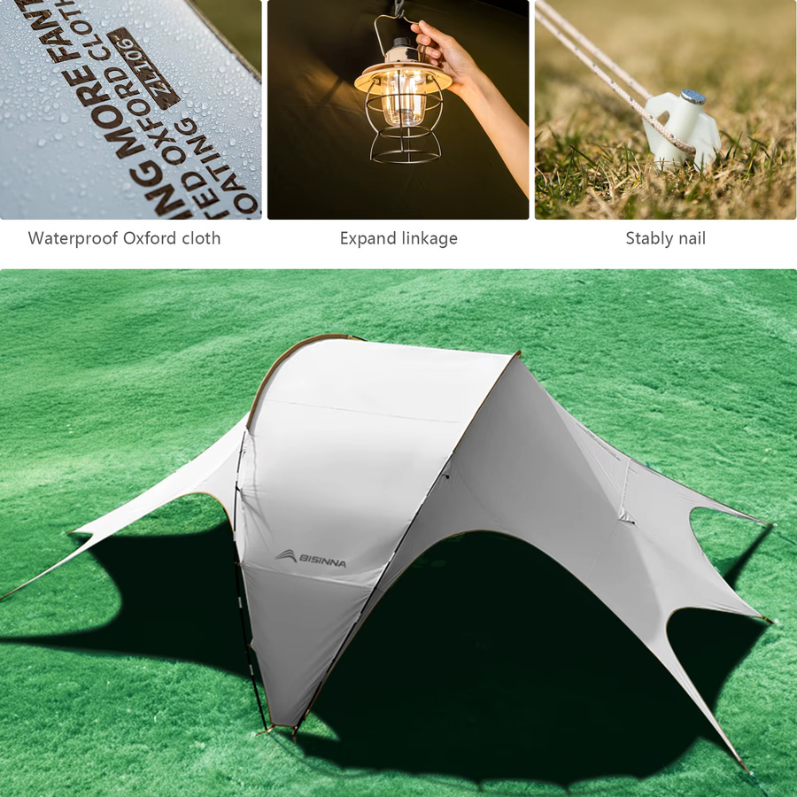 BISINNA Camping-Plane aus Polyester mit schwarzer Beschichtung, UV- und regenbeständiger Sonnenschutz für Garten und Strand - Bild 2