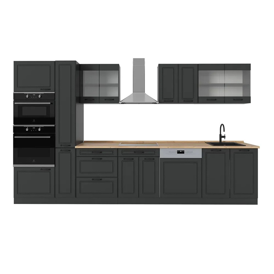 Vicco R-Line Küchenzeile Landhausstil Anthrazit B/H/T: 350 x 207 x 60 cm - Bild 2