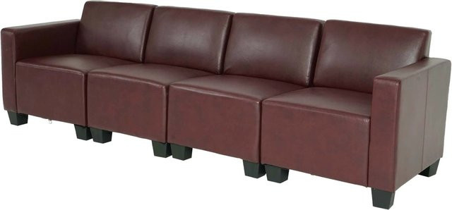 MCW Moncalieri Modular 4-Sitzer Sofa in Rot-Braun aus Kunstleder mit Massivholzrahmen - Bild 2
