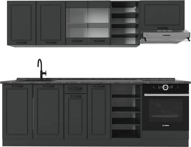 Vicco R-Line Küchenzeile Landhaus Stil in Anthrazit, B: 240 cm, H: 81,6 cm, T: 60 cm - Bild 1