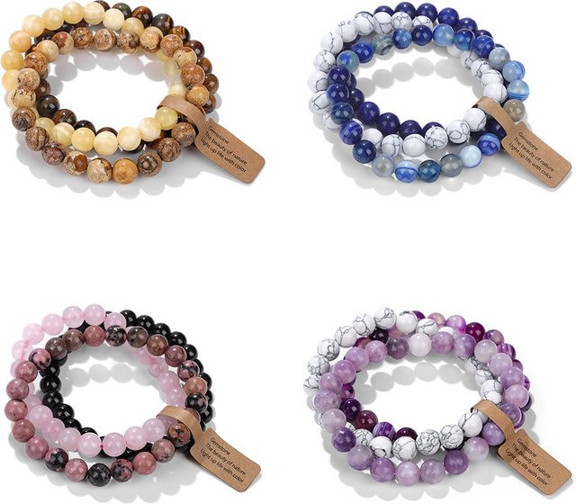 DAIPAN Armband Set, Kristall, Tigerauge, Bunt, Unisex - Bild 1