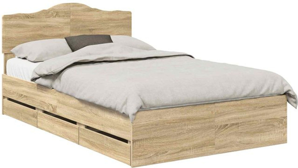 Bettrahmen Funktionsbett vidaXL Sonoma-Eiche Natur aus Holzwerkstoff B/T/H: 120 x 190 x 90 cm - Bild 1