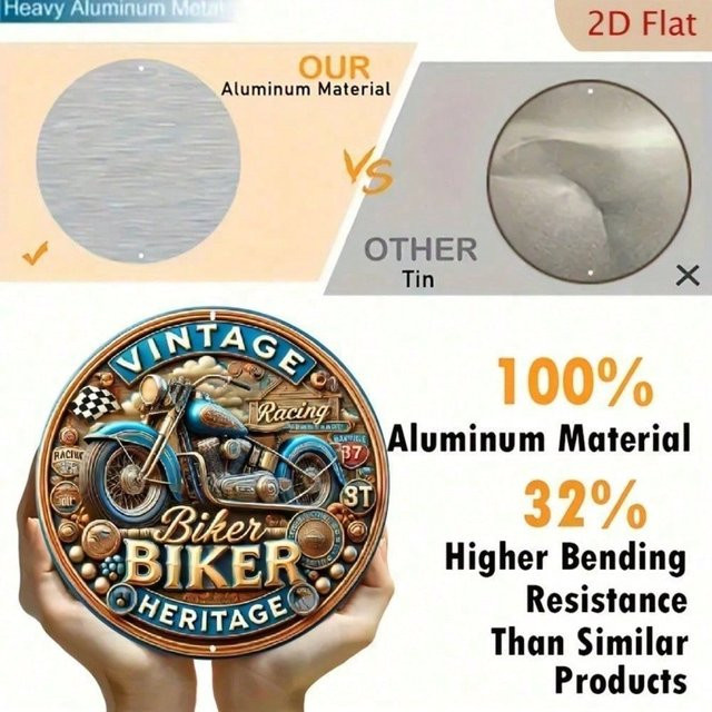 CIFBUY Vintage Motorrad Blechschild Retro Wanddekoration aus Metall, Mehrfarbig, Breite: 20,32 cm, Höhe: 20,32 cm - Bild 1