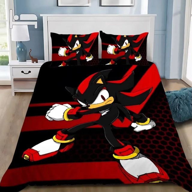 Potdemiel Bettwäsche Set Sonic 3D Cartoon Anime Digitaldruck, Farbe: Schwarz, B/H: 135 x 200 cm - Bild 1