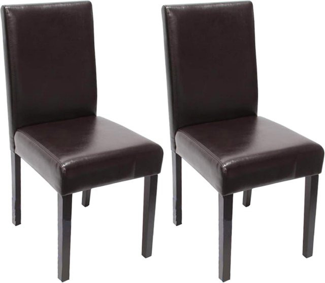 MCW Esszimmerstuhl Littau 2er-Set aus Leder in Braun mit dunklen Beinen - Bild 1