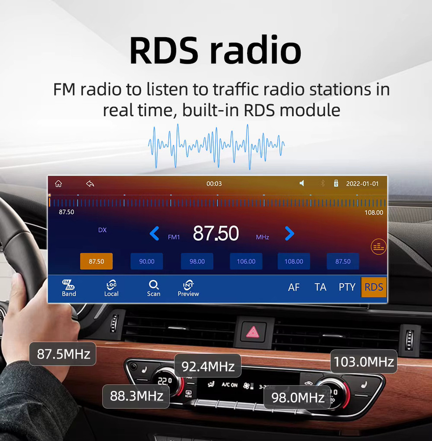 BQCC 6,86 Zoll IPS Wireless CarPlay und Android Auto Multimedia Auto MP5 Player mit RDS Radio in Schwarz - Bild 5