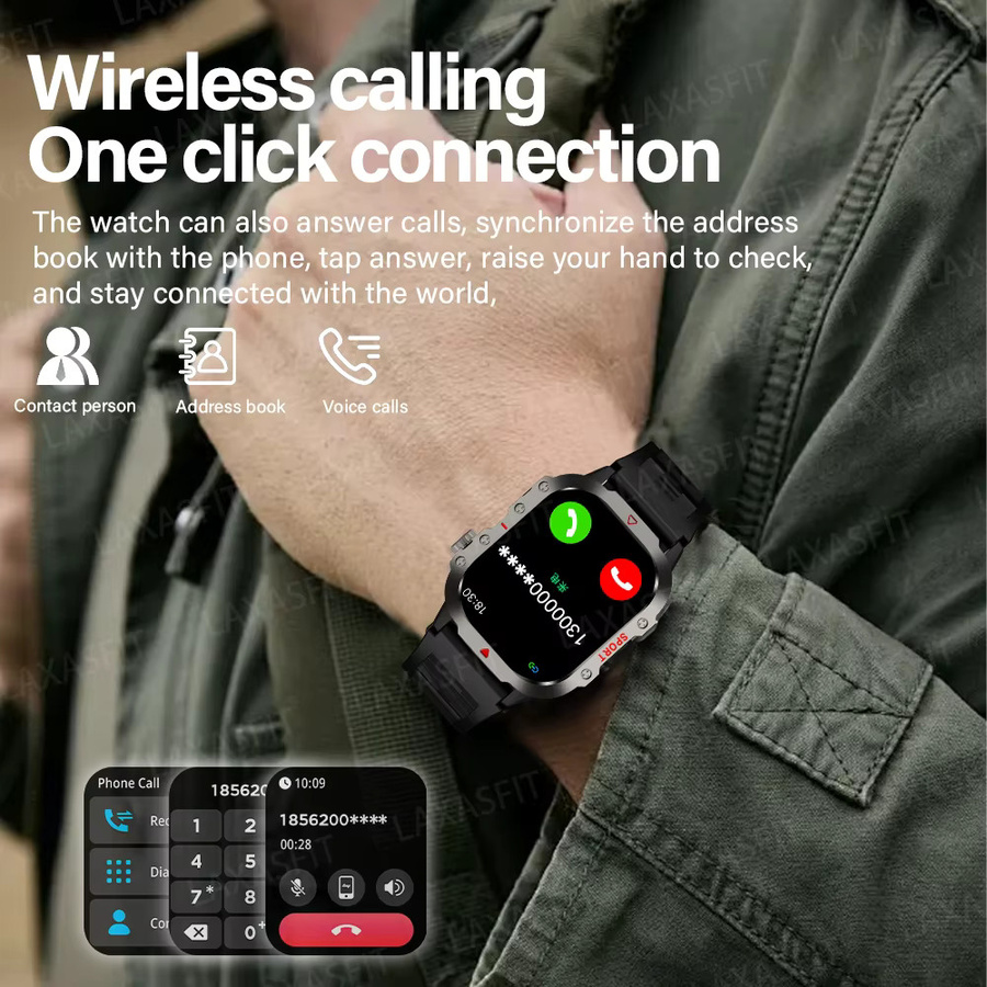 LAXASFIT Smartwatch, Herren, Grün, Silikon, 2,01 Zoll, Bluetooth - Bild 3
