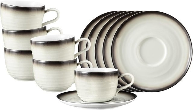 Seltmann Weiden Kaffeetassen mit Untertassen Terra 6er Set, Keramik, Multicolour, 260 ml pro Tasse - Bild 1
