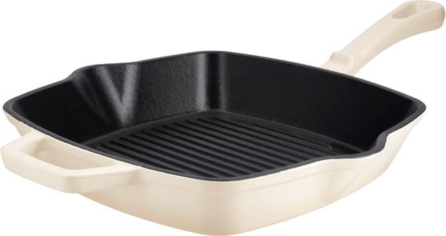 SILVERCREST Premium-Gusseisenpfanne als Grillpfanne, emailliert, Beige - Bild 1