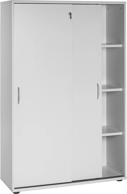 PROREGAL Schiebetürenschrank Lion Large in Lichtgrau mit verstellbaren Regalböden, H x B x T: 153 x 100 x 40 cm - Bild 1