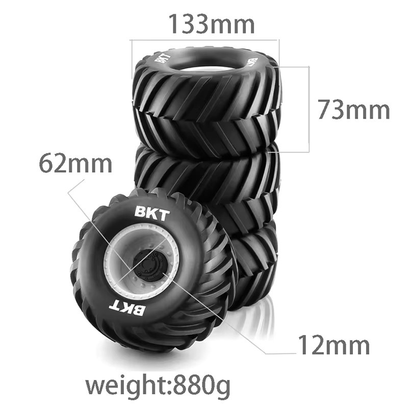 Semalam RC Monster Truck-Reifen, 4-teiliges Set, 133 mm, 12 mm Sechskanträder - Bild 2