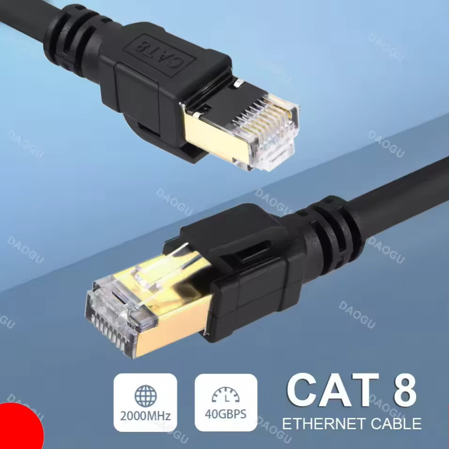 Cat 8 Ethernet LAN-Kabel in Schwarz mit 40 Gbit/s und 2000 MHz für Hochgeschwindigkeits-Netzwerke - Bild 4