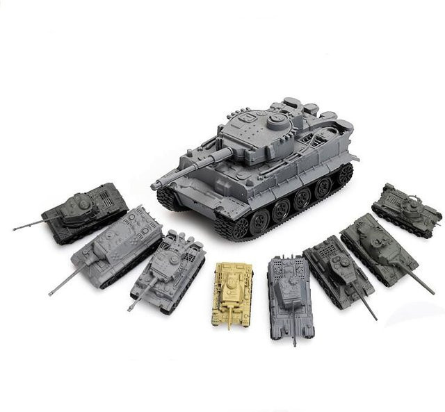 Miniatur-Panzermodell Tiger Panther T34, 8-teiliges Set, Kunststoff, Grau, ab 6 Jahren - Bild 1