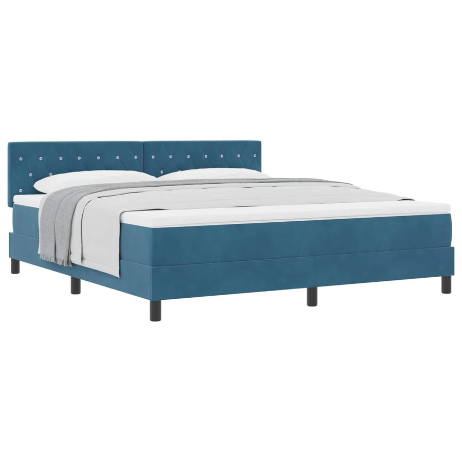 vidaXL Boxspringbett mit Matratze aus Samt in Dunkelblau, B/T/H: 180 x 200 x 183 cm - Bild 2