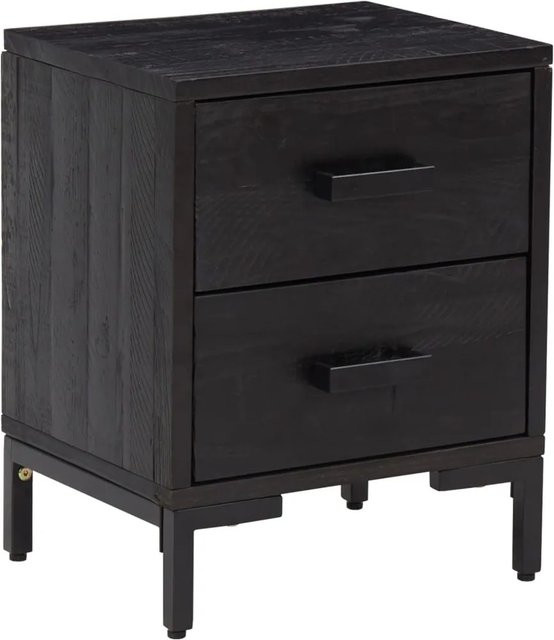vidaXL Nachttisch aus Kiefernholz und Metall in Schwarz, B/T/H: 36 x 30 x 45 cm - Bild 1
