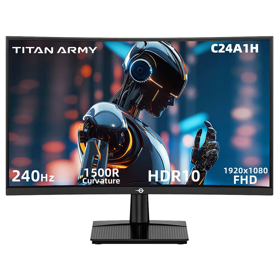 TITAN ARMY C24A1H Gaming-Monitor, 23,6 Zoll, 16:9 VA FHD, 240Hz, 1ms MPRT, HDR10, 1500R gebogenes Design, Schwarz - Bild 1