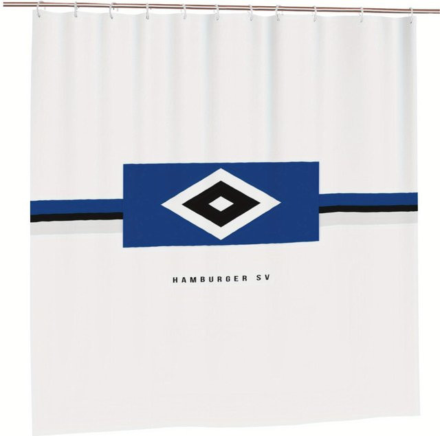 Duschvorhang Hamburger SV von Dai Jiaochuan in Weiß und Blau mit geometrischem Design, wasserdicht und schimmelresistent aus Polyester, B 90 cm x H 165 cm - Bild 1