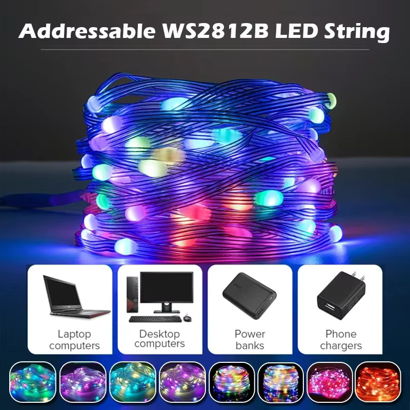 TUYA RGBIC LED Lichterkette mit 200 LEDs und Musik-Synchronisation, 20 Meter Kupferdraht in Multicolour - Bild 2