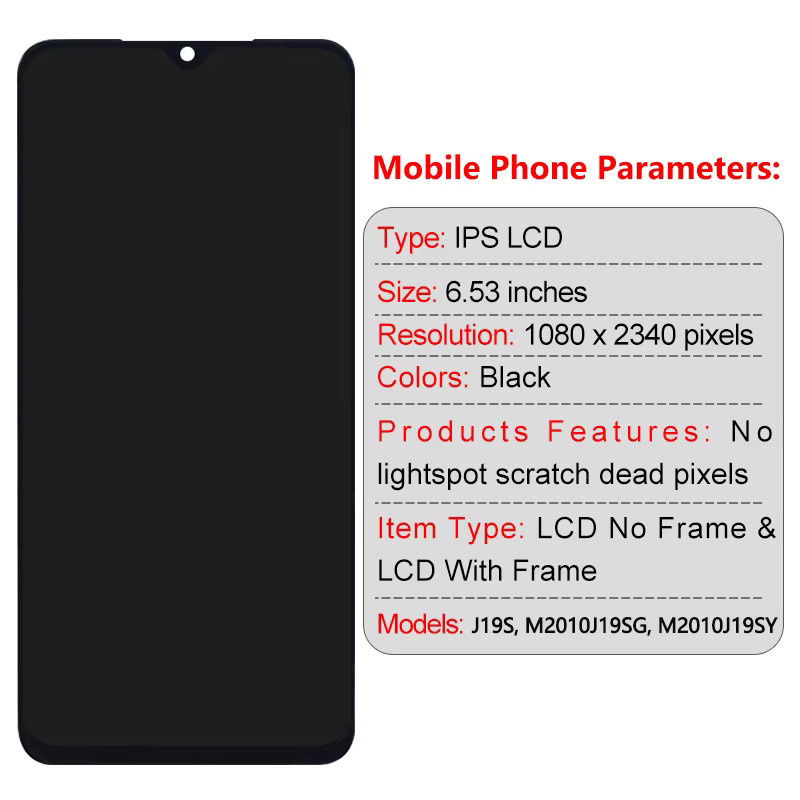 Xiaomi LCD-Display Ersatz mit 6,53 Zoll Touchscreen Digitizer Baugruppe für Redmi 9T und Poco M3 in Schwarz - Bild 2