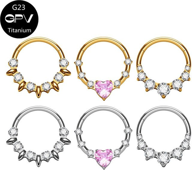 Nasenring Titan, Herzförmig, Zirkonia, Punk-Stil, Unisex - Bild 1