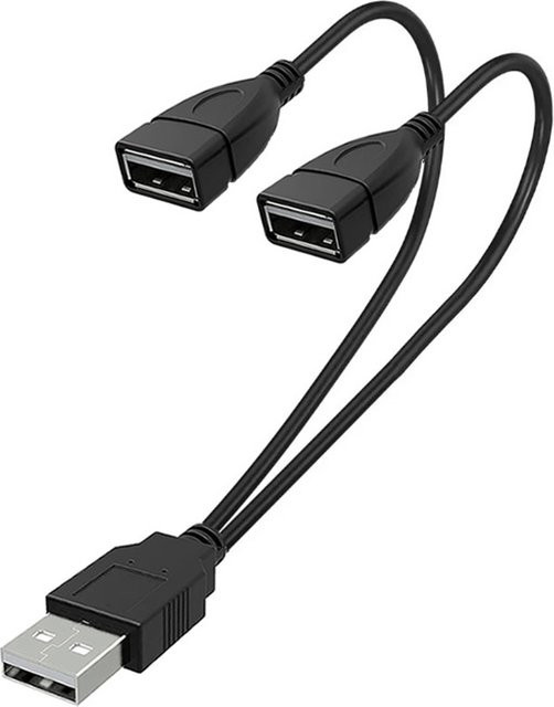 USB 2.0 Doppel Splitter Adapter Kabel von QUERPXAF in Schwarz für Laptops und USB-A Geräte - Bild 1