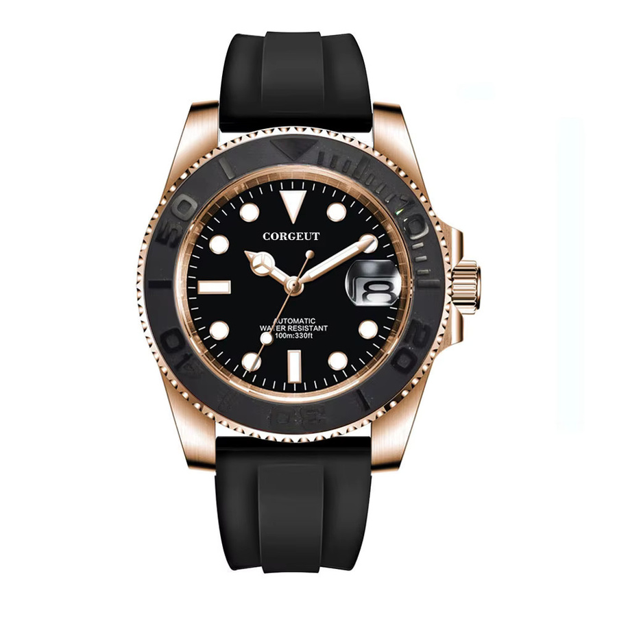 CORGEUT Automatik-Herrenuhr, Roségold, 40 mm, Keramik-Lünette, Kautschuk - Bild 2