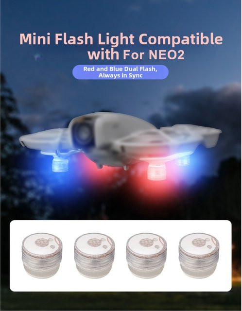2/4 Stück LED Nacht-Navigationslicht Flug-Signalleuchte für DJI NEO2 Drohnen-Zubehör zur Aufhellung von Nachtflügen - Bild 1
