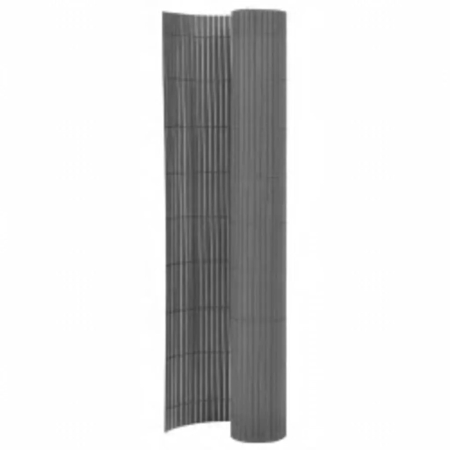 vidaXL Gartenzaun doppelseitig in Grau, PVC, semi-transparent, Höhe: 110 cm, Breite: 400 cm - Bild 2