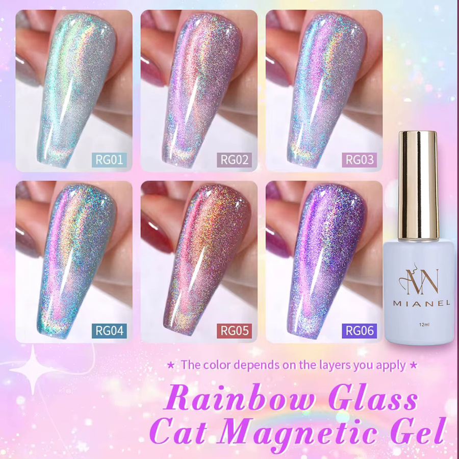 MIANEL Super Flash Laser Rainbow Cat Eye Gel-Nagellack, schimmernd - Bild 2