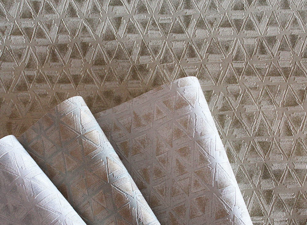 Jannelli & Volpi Tapete Geometrico Phoenix in Beige, Grün und Gold mit abstraktem geometrischem Design aus Vinyl - Bild 1