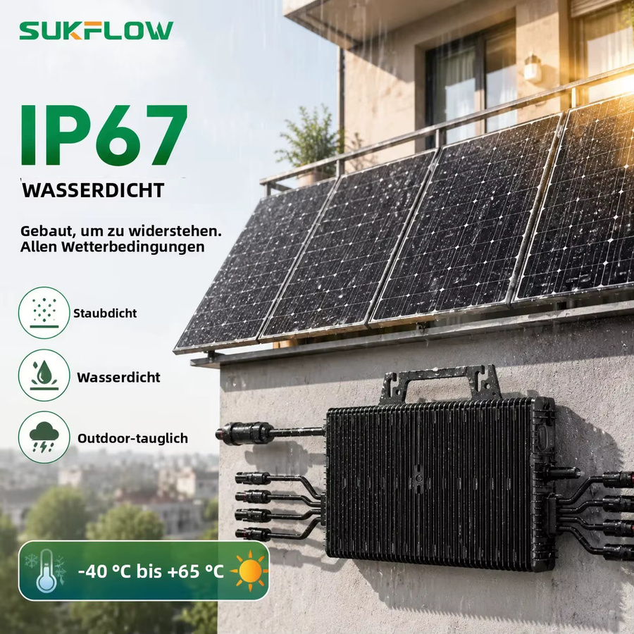 Sukflow 2400W Balkon-Mikrosolar-Wechselrichter mit WiFi für dein Balkonkraftwerk in Schwarz - Bild 3