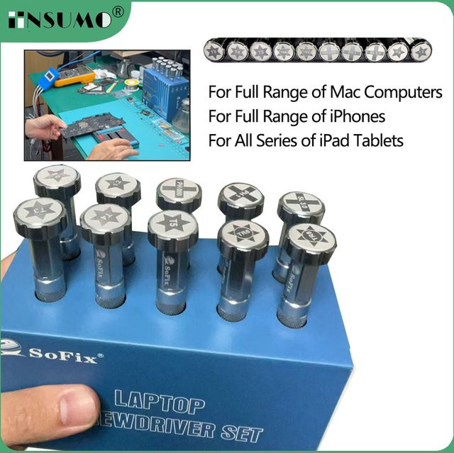iinsumo S-003Max Präzisions-Schraubendreher-Set in Silber für MacBook, Android-Smartphones und Microsoft-Tablets zur Reparatur und Installation - Bild 1