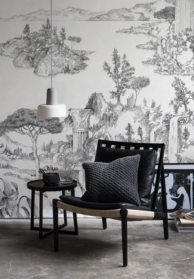 Isidore Leroy Mural Cite Revee Panel A Wandtattoo in Grau und Weiß mit antikem Abstract-Design - Bild 1