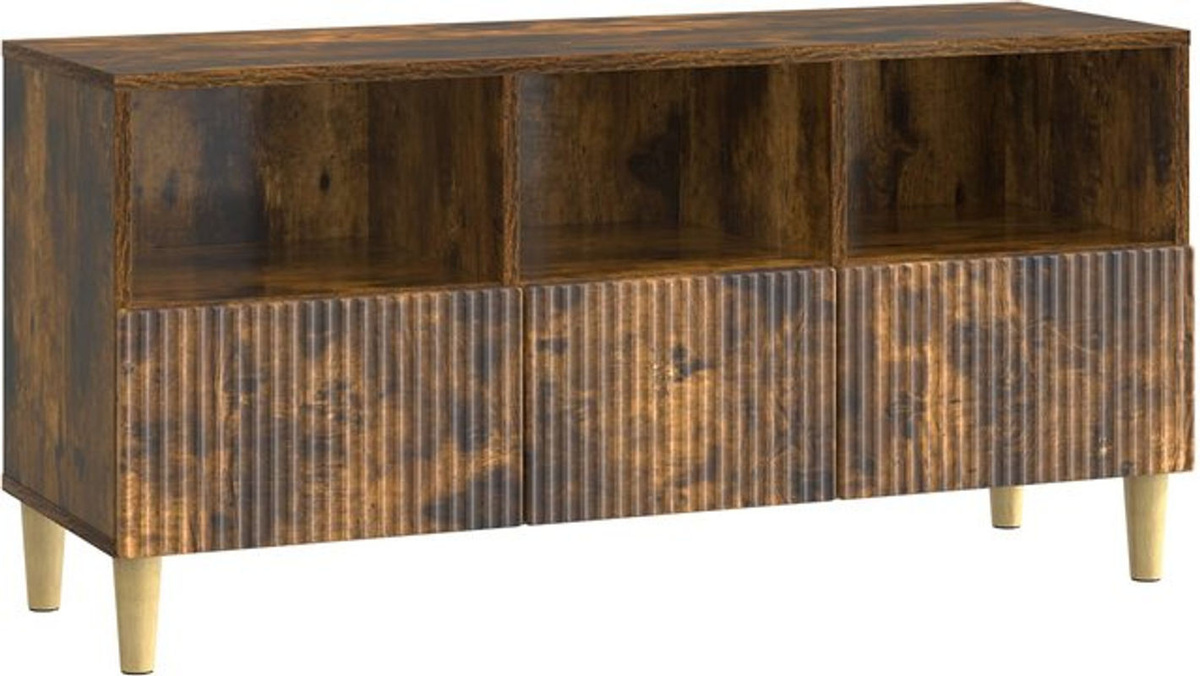 vidaXL TV-Schrank aus Holzwerkstoff in Geräuchert Eiche Braun, Modernes Retro Design, B/T/H: 102 x 34,5 x 50 cm - Bild 1
