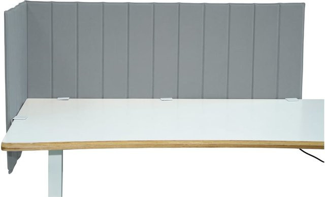 hjh OFFICE Tischtrennwand FLEXMIUT ROLL aus Stoff und Metall in Grau - Bild 1