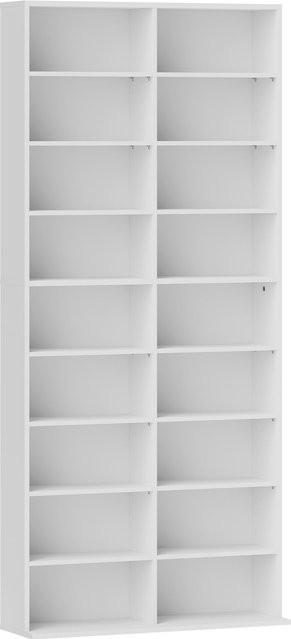 HOMCOM Multimedia-Aufbewahrungsmöbel für CD, DVD und Blu-ray in Weiß mit 18 Fächern und verstellbaren Einlegeböden, B/T/H: 78,5 x 24 x 175 cm - Bild 1