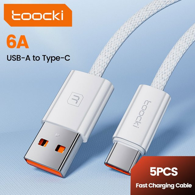 Toocki USB-A auf USB-C Datenkabel mit 100 W PD Schnellladefunktion in Weiß - Bild 1