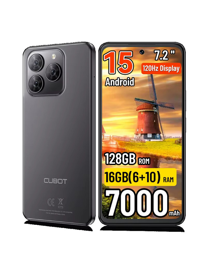 Cubot Note 60 Android 15 Smartphone mit 7,2 Zoll 120Hz Display, 16GB RAM, 128GB ROM und 48MP Kamera, 7000mAh Akku - Bild 6