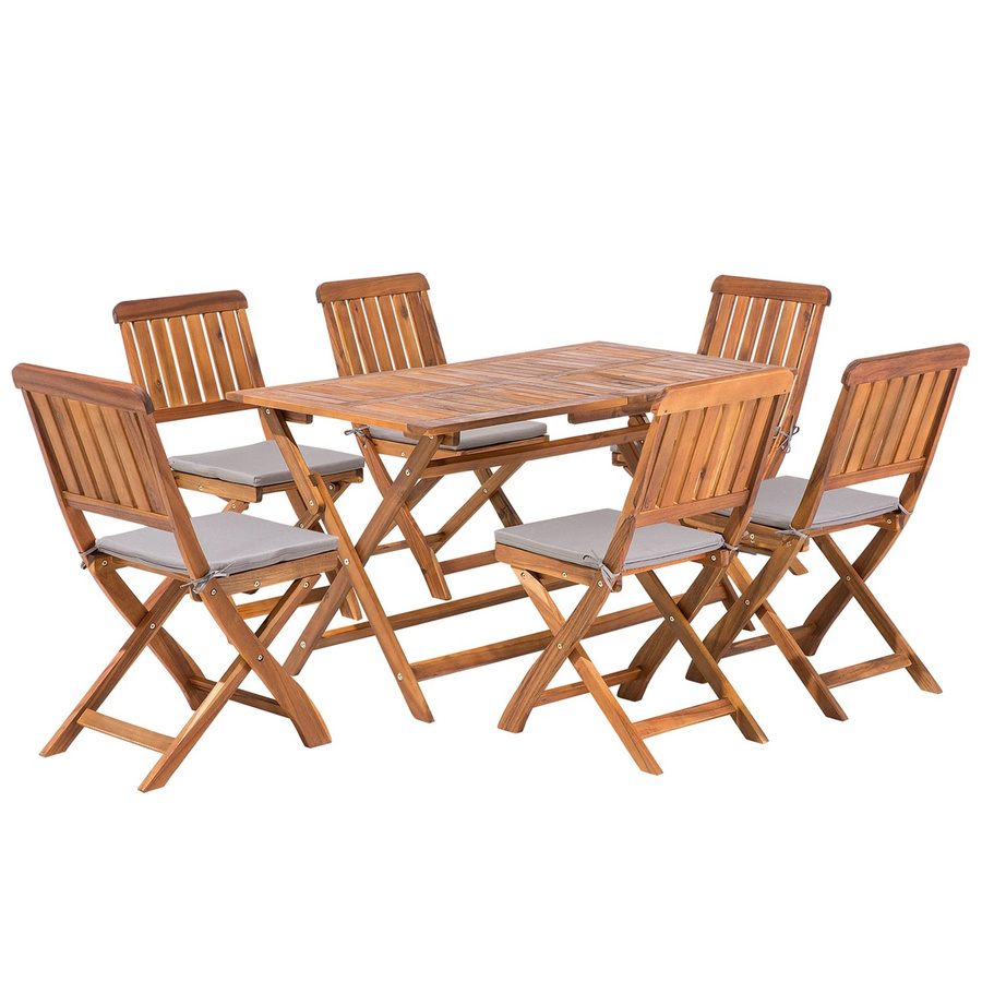 Beliani Gartentisch Set in Dunkelbraun und Grau mit Holzoptik und Polyester-Elementen B/T/H: 140 x 75 x 90 cm - Bild 2