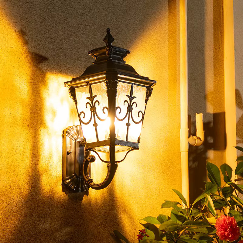 Wecus Retro Wandlampe im europäischen Stil für Außenbereiche, wasserdicht, E27 Fassung - Bild 2