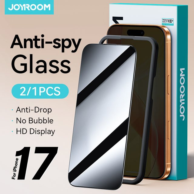 Joyroom Anti-Spy Blickschutzfolie aus gehärtetem Glas für iPhone 17 Pro Max, iPhone 17 Pro und iPhone 17 Air, transparent - Bild 1