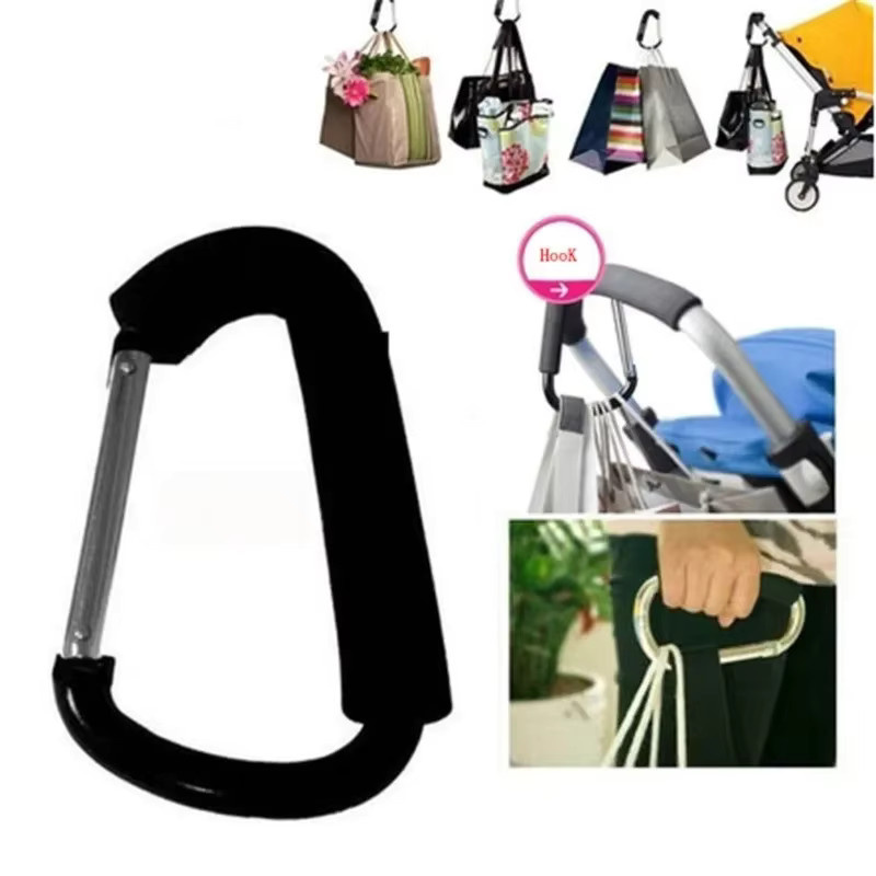 Robuster Kinderwagen Haken aus Aluminiumlegierung mit weichem Schwamm-Griff in Schwarz für Einkaufstaschen und Zubehör - Bild 2