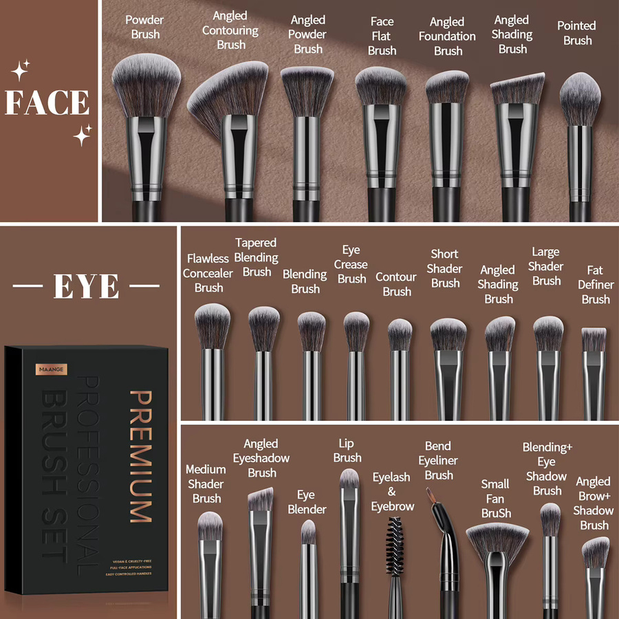Maange Make-up Pinsel Set, 25 Stück, Unisex - Bild 2