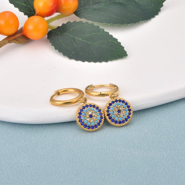 Lokaer Hoop Ohrringe, Edelstahl, Gold, Zirkonia, Damen, Vintage - Bild 1
