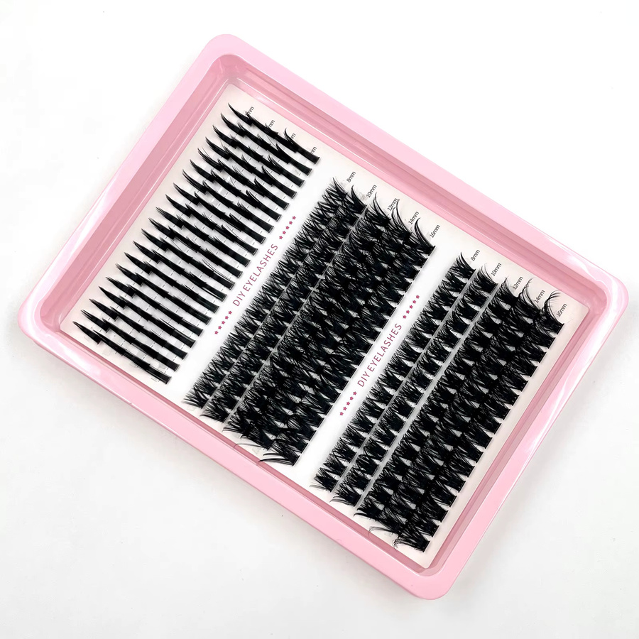 AMSDCN Wispy Lash Clusters, 14-reihige Spikes, Black, Unisex - Bild 3